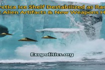 Antarktický šelfový ledovec destabilizován, protože se rozhořel závod o prastaré mimozemské artefakty a nové zbraně; Vojenské základny na Antarktidě